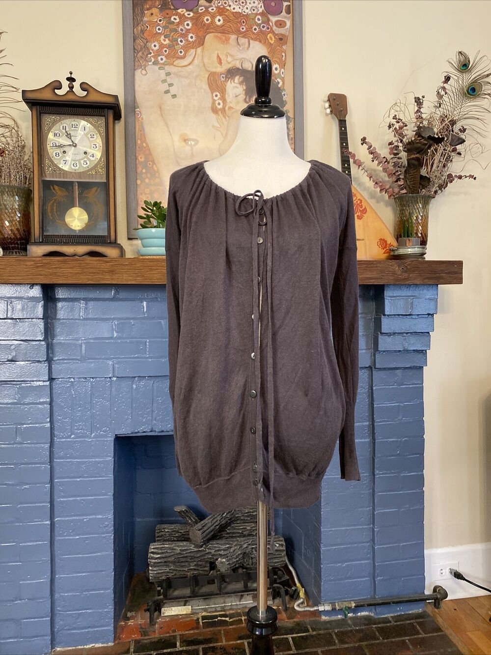 Anthropologie XS Sparrow LINEN Cotton Viscose Long Sleeve Drawstring Cardigan XS